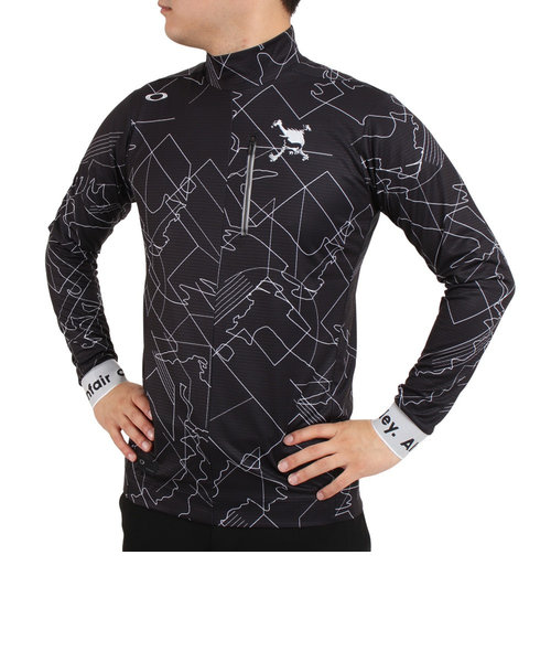 オークリー(OAKLEY)ゴルフウェア 保温 撥水 総柄 吸汗速乾 発熱 ... 新品 OAKLEY オークリースカル 長袖ゴルフシャツ 防風 UPF50+ 黒L