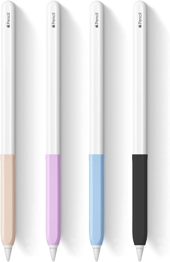 YINVA Apple Pencil 第2世代 用人間工学グリップ プレミアムシリコンケースカバー スリーブ アップルペンシル 第二世代 カバー アクセサリー対応 (ピンク、紫、青、黒) 4個