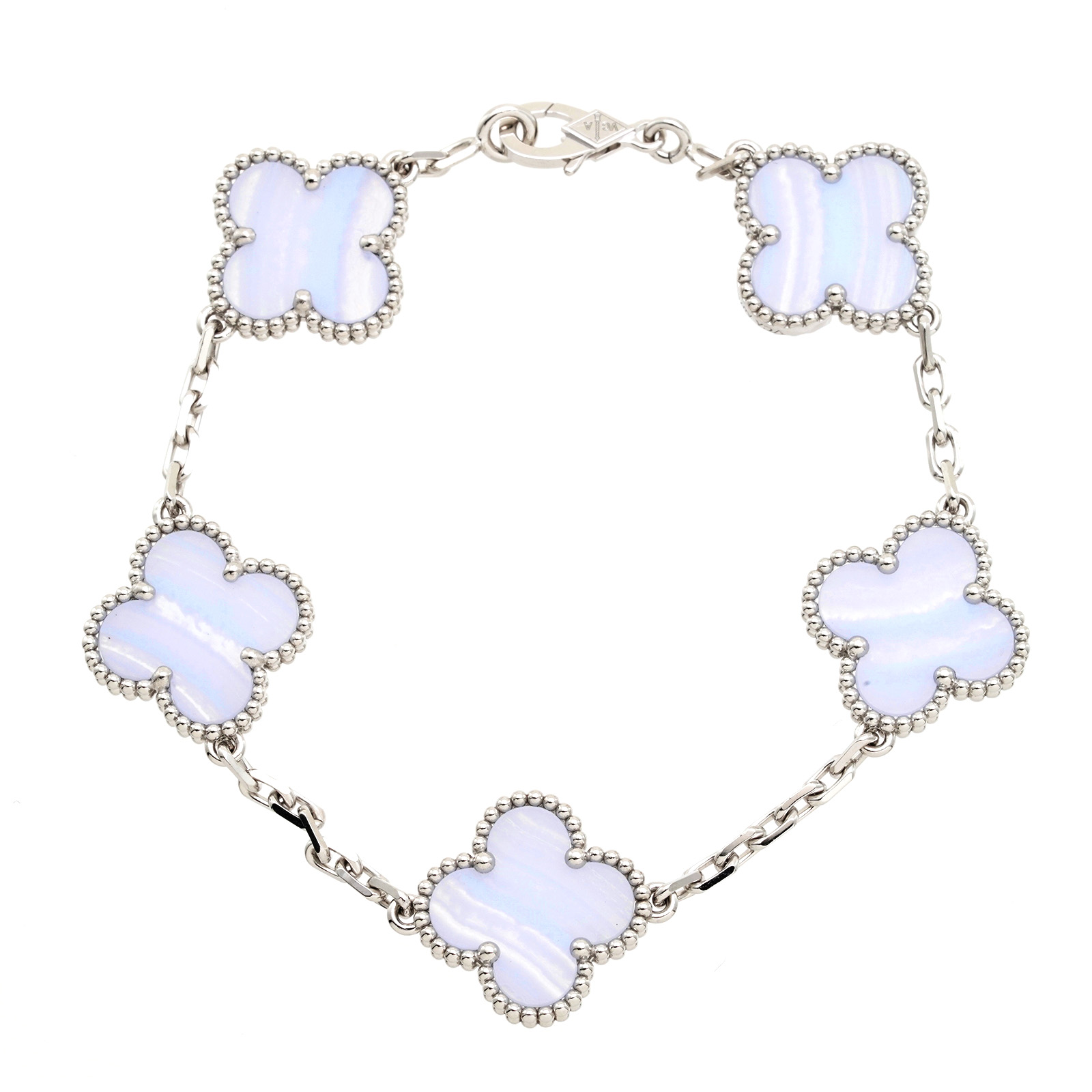 ヴィンテージ アルハンブラ ブレスレット 5モチーフ VCARD34700 K18ホワイトゴールド/カルセドニー Van Cleef & Arpels ヴァン クリーフ&アーペル レディース 【中古】