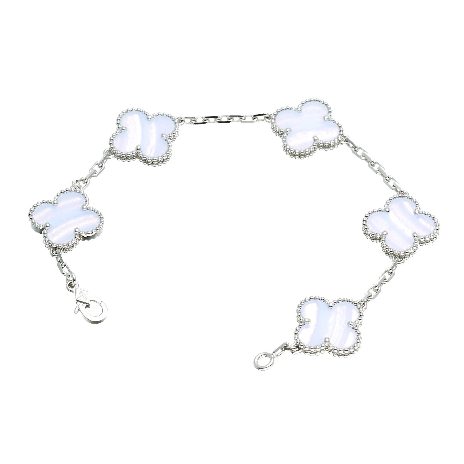 ヴィンテージ アルハンブラ ブレスレット 5モチーフ VCARD34700 K18ホワイトゴールド/カルセドニー Van Cleef & Arpels ヴァン クリーフ&アーペル レディース 【中古】