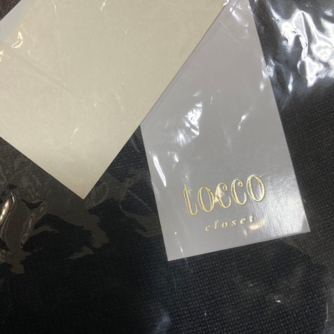 【新品】トッコ クローゼット フラワーレーススリーブ切替ニットワンピース 黒