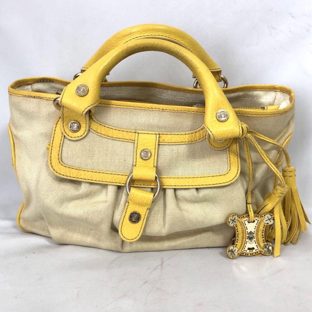 セリーヌ ハンドバッグ ブギーバッグ キャンバス 黄 EX349